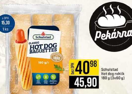 Pekárna Schulstad Hot dog rohlík 180 g (3x60 g) 