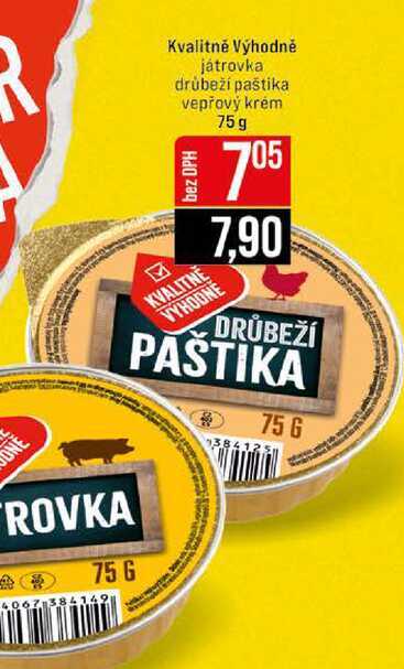 Kvalitně Výhodně játrovka drůbeží paštika vepřový krém 75 g 