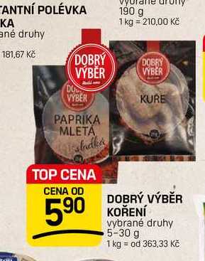DOBRÝ VÝBĚR KOŘENÍ vybrané druhy 5-30 g