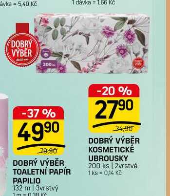 DOBRÝ VÝBĚR KOSMETICKÉ UBROUSKY 200 ks | 2vrstrvé