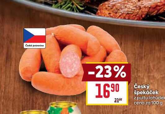 Český špekáček z pultu lahůdek cena za 100 g  