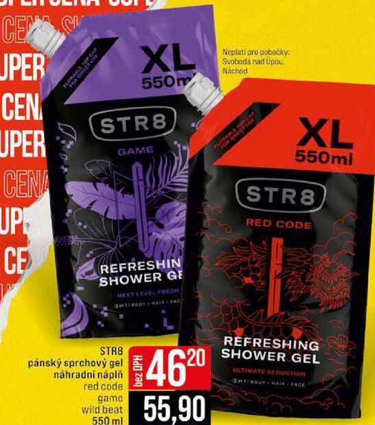 STR8 pánský sprchový gel náhradní náplň red code game wild beat 550 ml 