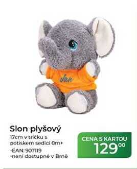 Slon plyšový 17cm v tričku s potiskem sedící Om+  