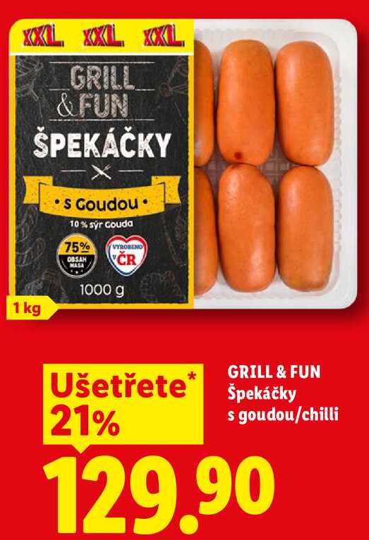 GRILL & FUN Špekáčky s goudou/chilli