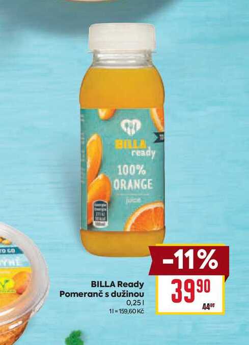 BILLA Ready Pomeranč s dužinou 0,25l