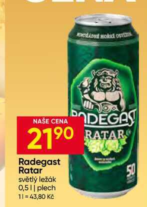 Radegast Ratar světlý ležák 0,5l plech 