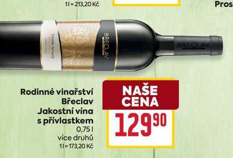 Rodinné vinařství Břeclav Jakostní vína s přívlastkem 0,75l