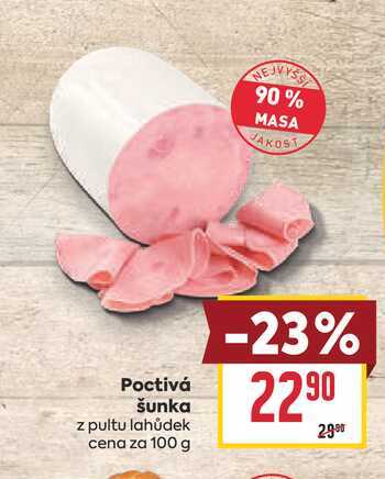 Poctivá šunka z pultu lahůdek cena za 100 g 