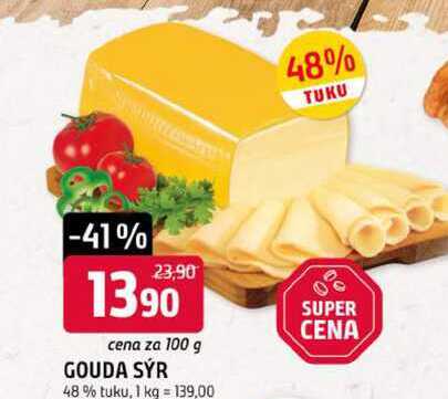 GOUDA SÝR 48 % tuku, 100g