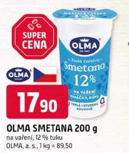 OLMA SMETANA 200 g na vaření, 12% tuku 