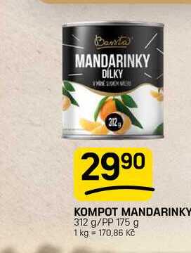 KOMPOT MANDARINKY 312 g/PP 175 g 