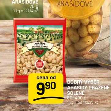 DOBRÝ VÝBĚR ARAŠÍDY PRAŽENÉ SOLENÉ 80-400 g 