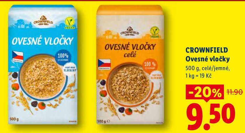 CROWNFIELD Ovesné vločky, 500 g