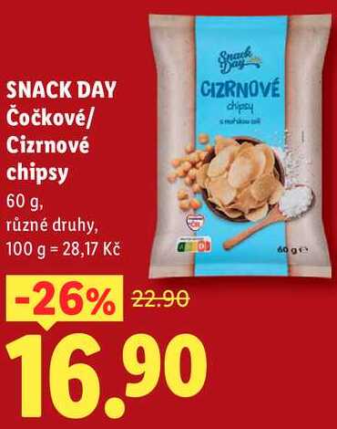 SNACK DAY Čočkové/Cizrnové chipsy, 60 g