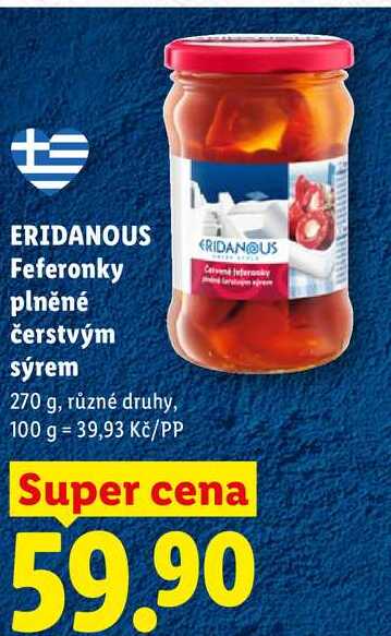 ERIDANOUS Feferonky plněné čerstvým sýrem, 270 g
