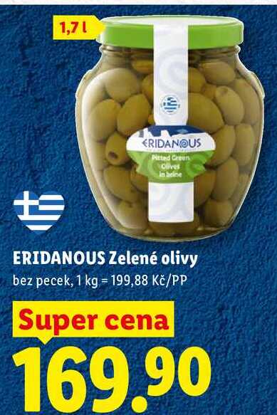 ERIDANOUS Zelené olivy, 1,7 l