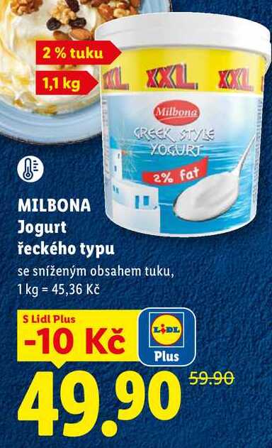 MILBONA Jogurt řeckého typu, 1,1 kg