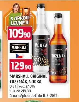 MARSHALL ORIGINAL TUZEMÁK, VODKA 0,5l vol. 37,5% 