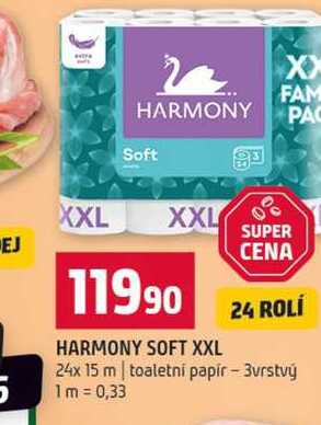 HARMONY SOFT XXL 24x 15 m toaletní papír 3vrstvý 