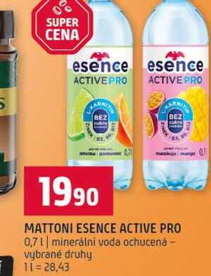 MATTONI ESENCE ACTIVE PRO 0,7l minerální voda ochucená vybrané druhy