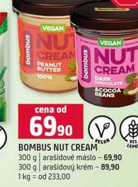 BOMBUS NUT CREAM 300 g arašídové máslo 300 g arašídový krém