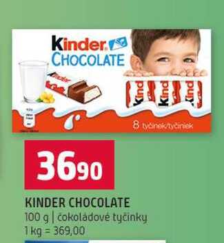 KINDER CHOCOLATE 100 g čokoládové tyčinky