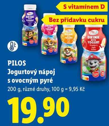 PILOS Jogurtový nápoj s ovocným pyré, 200 g