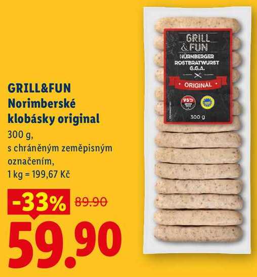 GRILL&FUN Norimberské klobásky original, 300 g