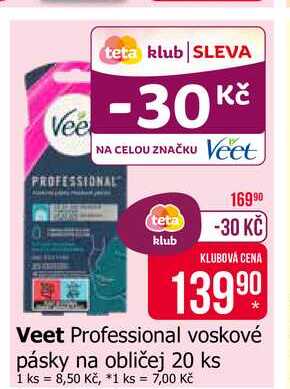 Veet Professional voskové pásky na obličej 20 ks