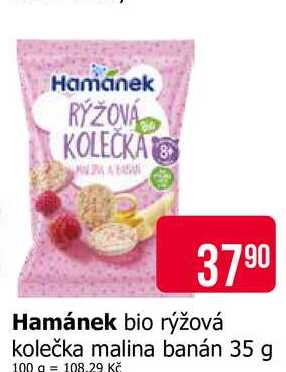 Hamánek bio rýžová kolečka malina banán 35 g