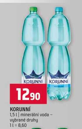 KORUNNÍ 1,5l minerální voda vybrané druhy