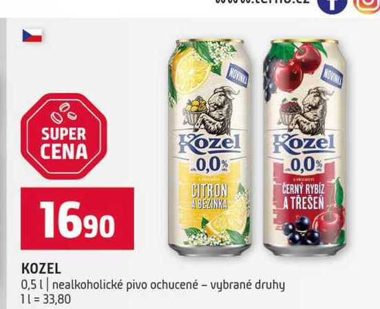 KOZEL 0,5l nealkoholické pivo ochucené vybrané druhy
