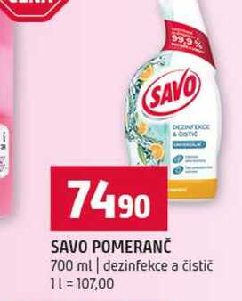 SAVO POMERANČ 700 ml dezinfekce a čistič