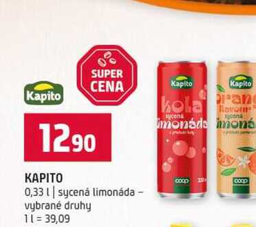 KAPITO 0,33l sycená limonáda vybrané druhy 