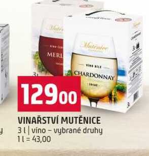 VINAŘSTVÍ MUTĚNICE 3l vino vybrané druhy