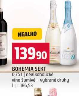 BOHEMIA SEKT 0,75l nealkoholické vino šumivé vybrané druhy