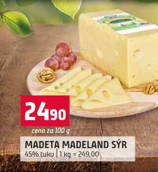 MADETA MADELAND SÝR 45% tuku 100g
