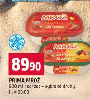 PRIMA MROŽ 900 ml sorbet vybrané druhy 