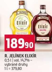 R. JELÍNEK ELIXÍR 0,5l vol. 14,7% vybrané druhy