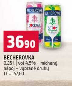 BECHEROVKA 0,25l vol 4,5% michaný nápoj vybrané druhy