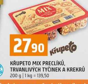 KŘUPETO MIX PRECLÍKŮ, TRVANLIVÝCH TYČINEK A KREKRŮ 200 g