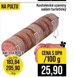 Kostelecké uzeniny salám turistický 800 g 100g