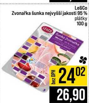 Le&Co Zvonařka šunka nejvyšší jakosti 95% plátky 100 g
