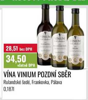 VÍNA VINIUM POZDNÍ SBĚR 0,187l