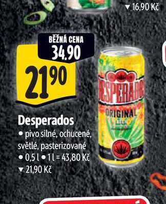   Desperados pivo silné, ochucené, světlé, pasterizované 0,5 l v akci