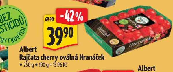  Albert  Rajčata cherry oválná Hranáček 250 g 