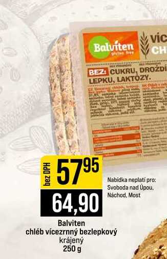 Balviten chléb vícezrnný bezlepkový krájený 250 g 