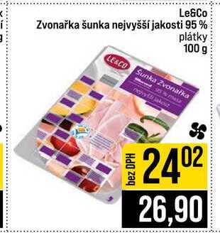 Le&Co Zvonařka šunka nejvyšší jakosti 95% plátky 100 g 