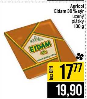 Agricol Eidam 30% sýr uzený plátky 100 g