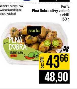 Perla Plná Dobra olivy zelené s chilli 150 g